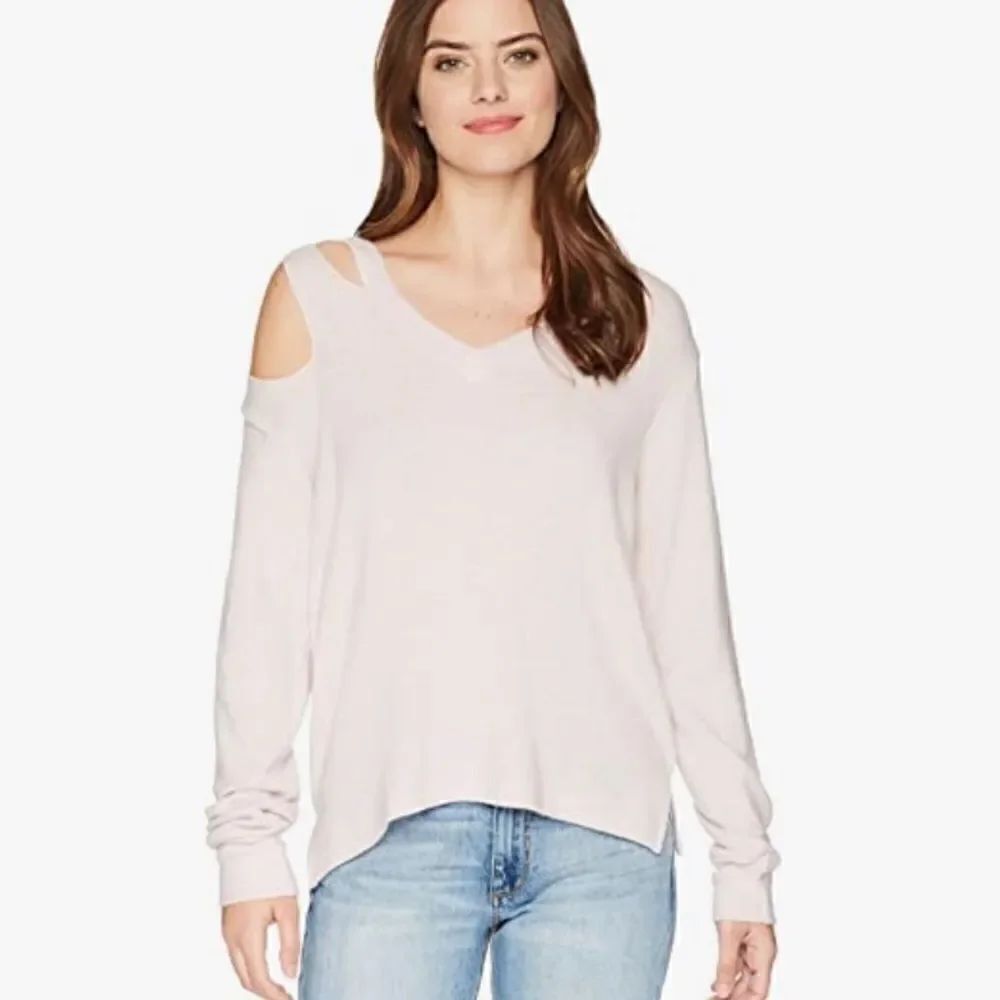 LNA Shoulder Cut-Out Pink Sweater Size Small